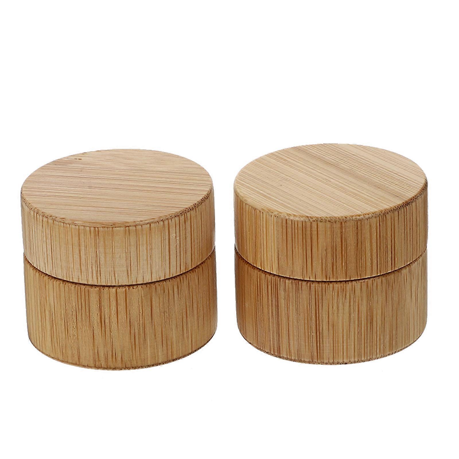 Bamboo Multipurpose Storage Bottles for Cosmetic Cream Refillable 4Pcs Set