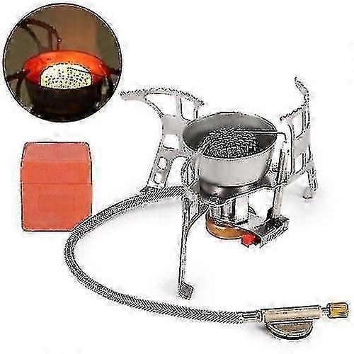 Foldable Camping Cookware and Dinnerware Set with Windproof Gas Stove and Piezo Ignition