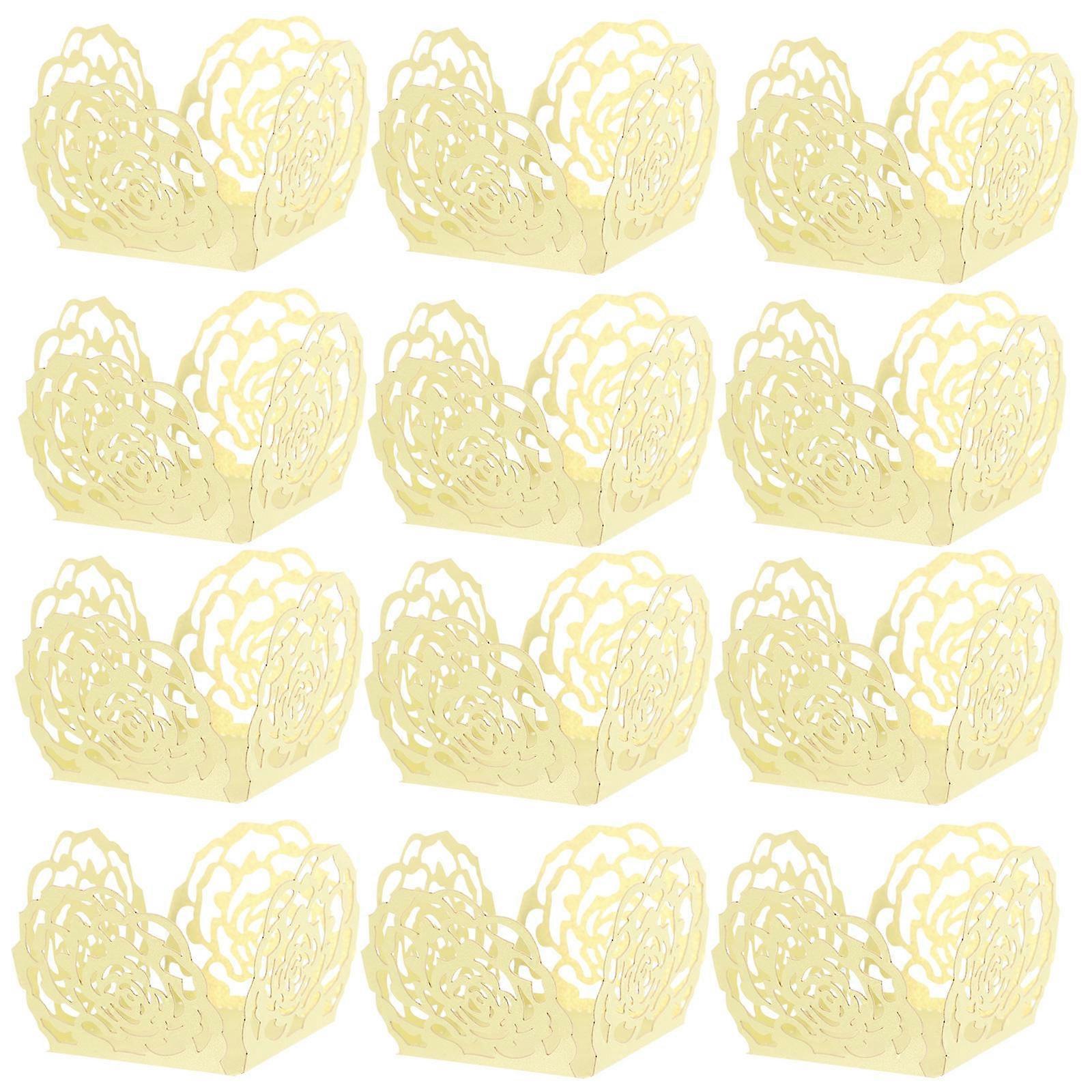 Chocolate Paper Candy Cups Hollow Cupcake Liners for Candy 50Pcs