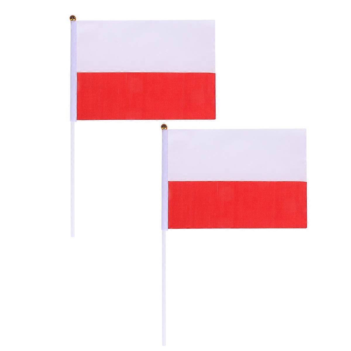 Durable Poland Stick Flags 200 Pcs Rectangular Hand Held Flags Suitable For Garden Events Parties And Grand Openings