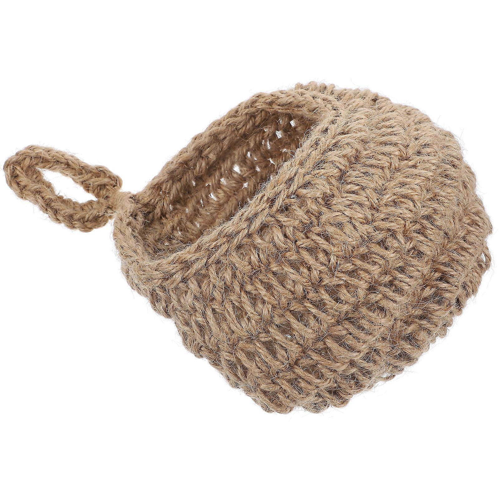 Hanging Wall Basket in Coffee Jute for Storing 4Pcs Fruit Planter Baskets