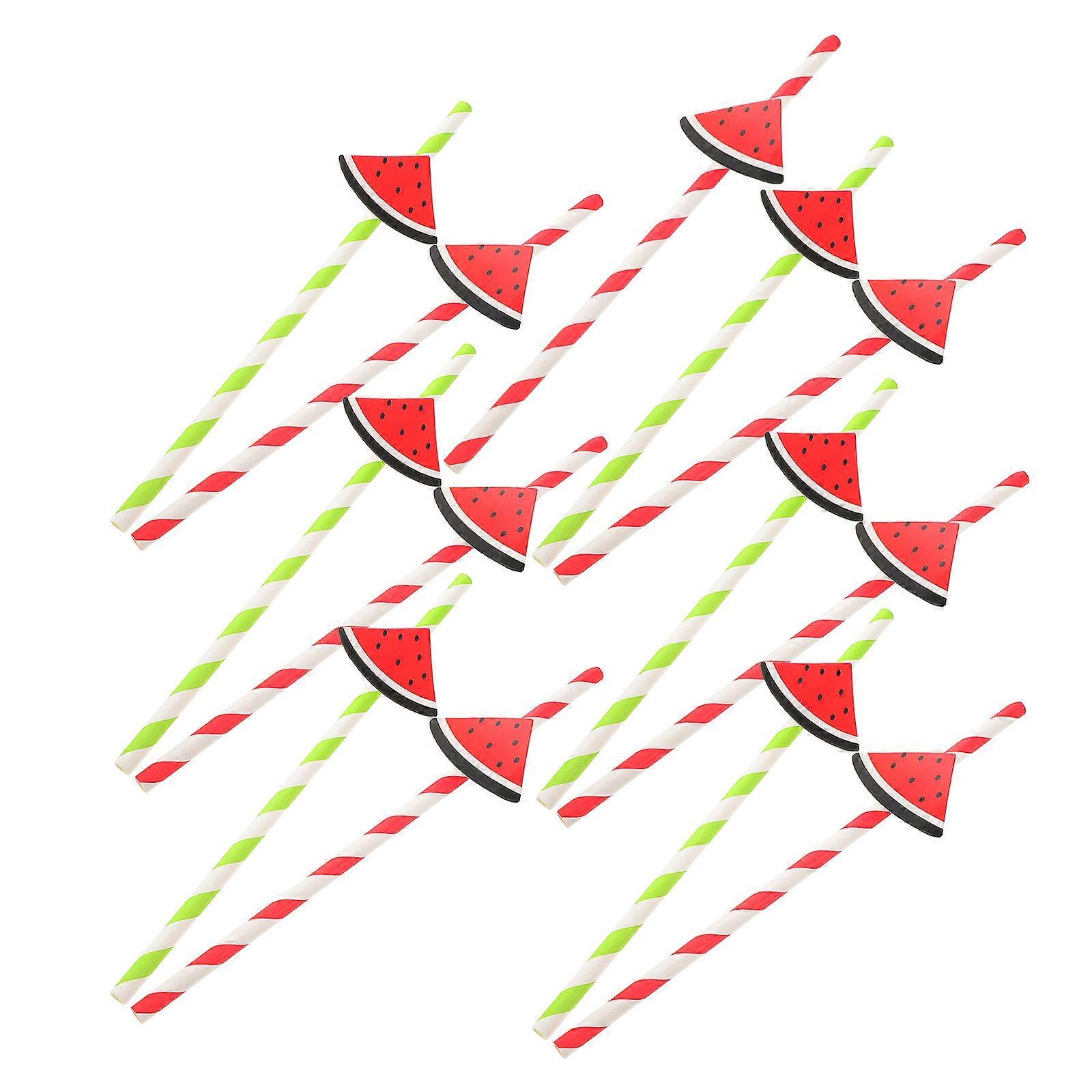 Watermelon Straw Paper Straw for Home 40Pcs Decorative Drinking Straws