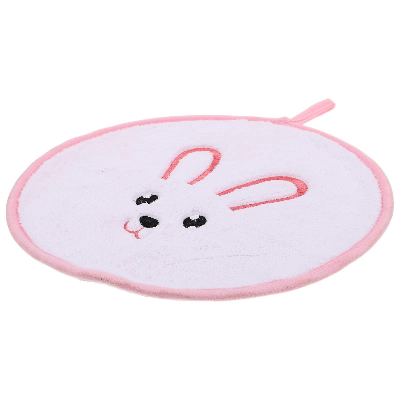 Cute Rabbit Hand Towel with Hanging Loop for Hand Drying 4Pcs White Coral