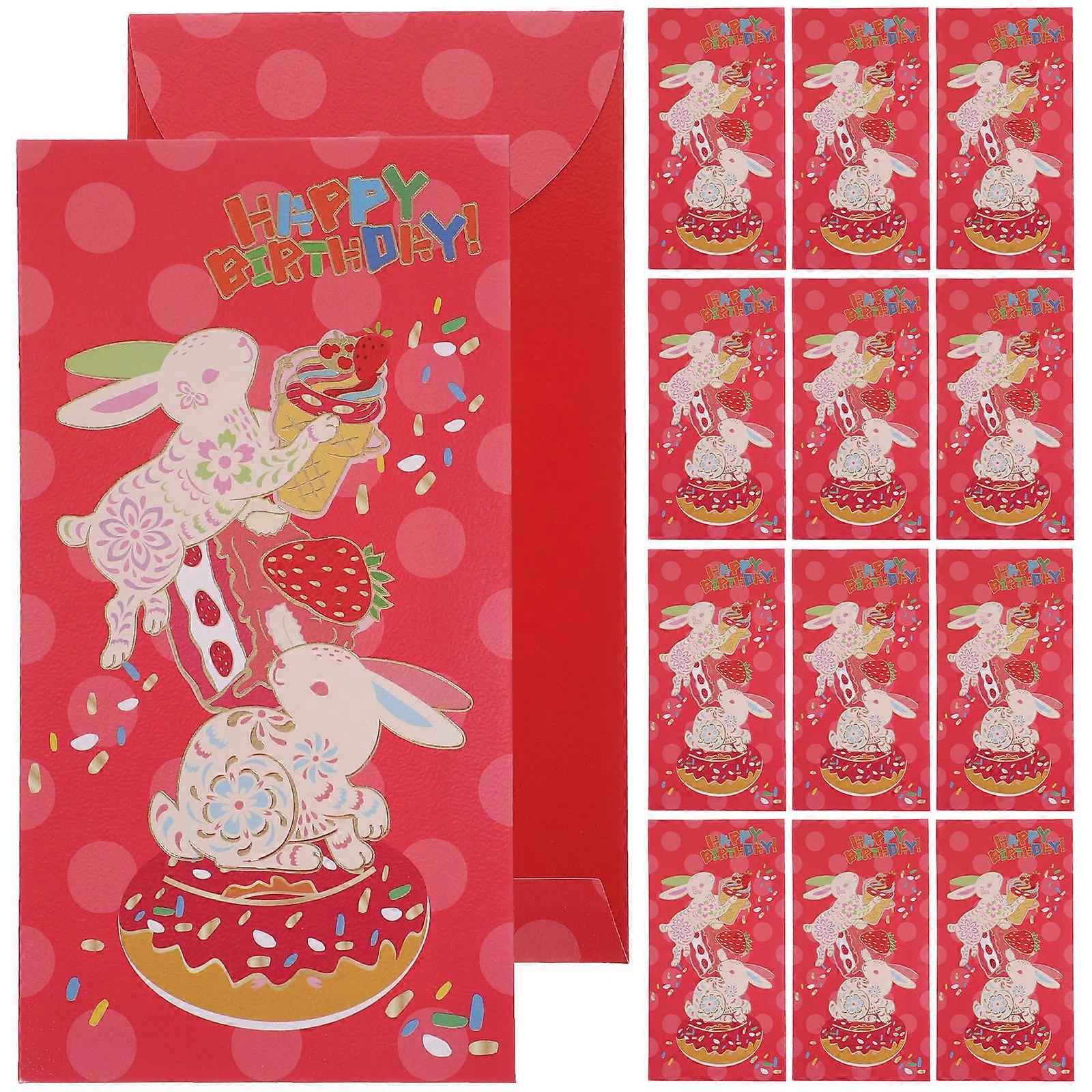 Red Money Pouches Rectangular Shape Birthday Celebration 17X9CM 24Pcs