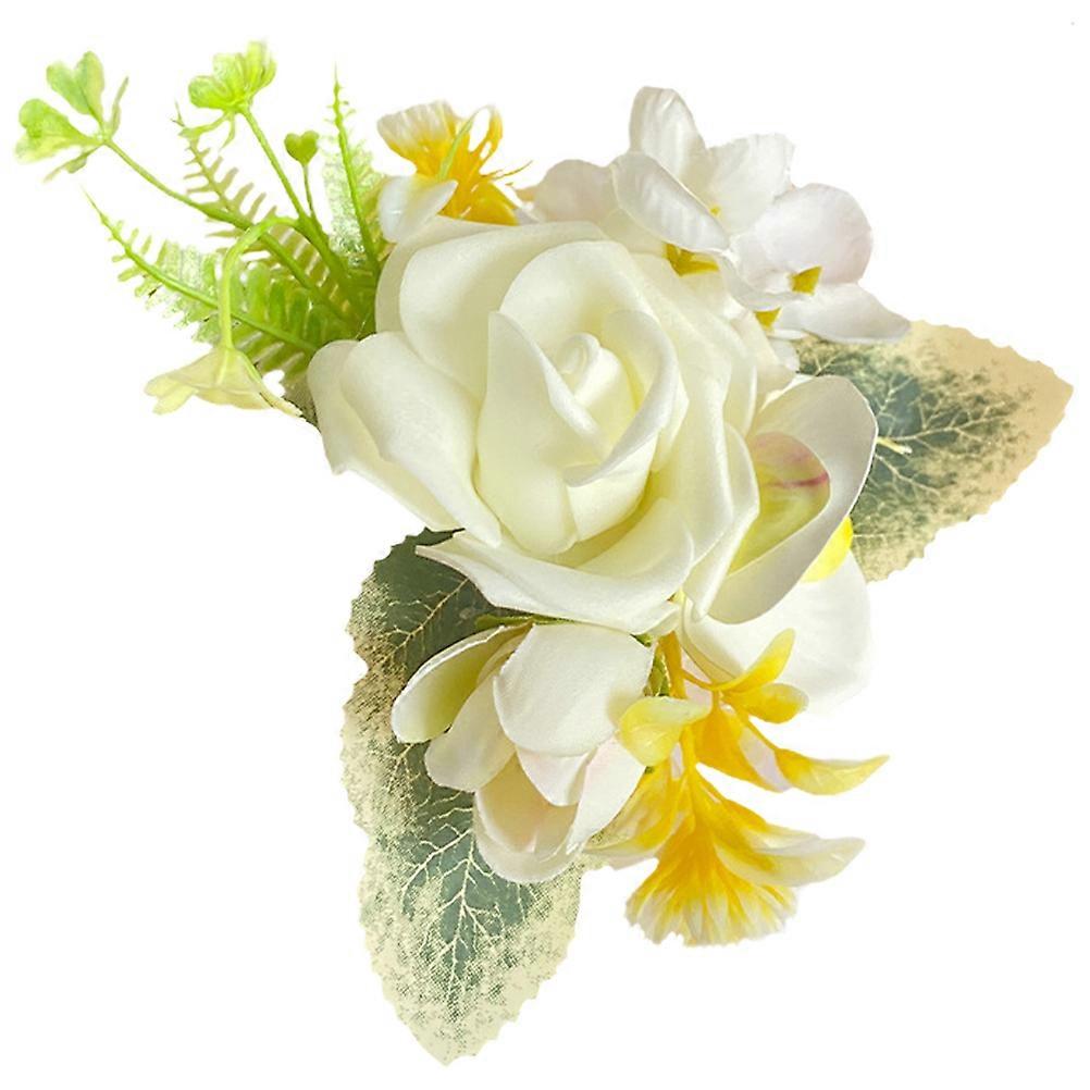 Wrist Corsages For Wedding Party Rectangular Shape 18X11CM White Event Accessory 4Pcs