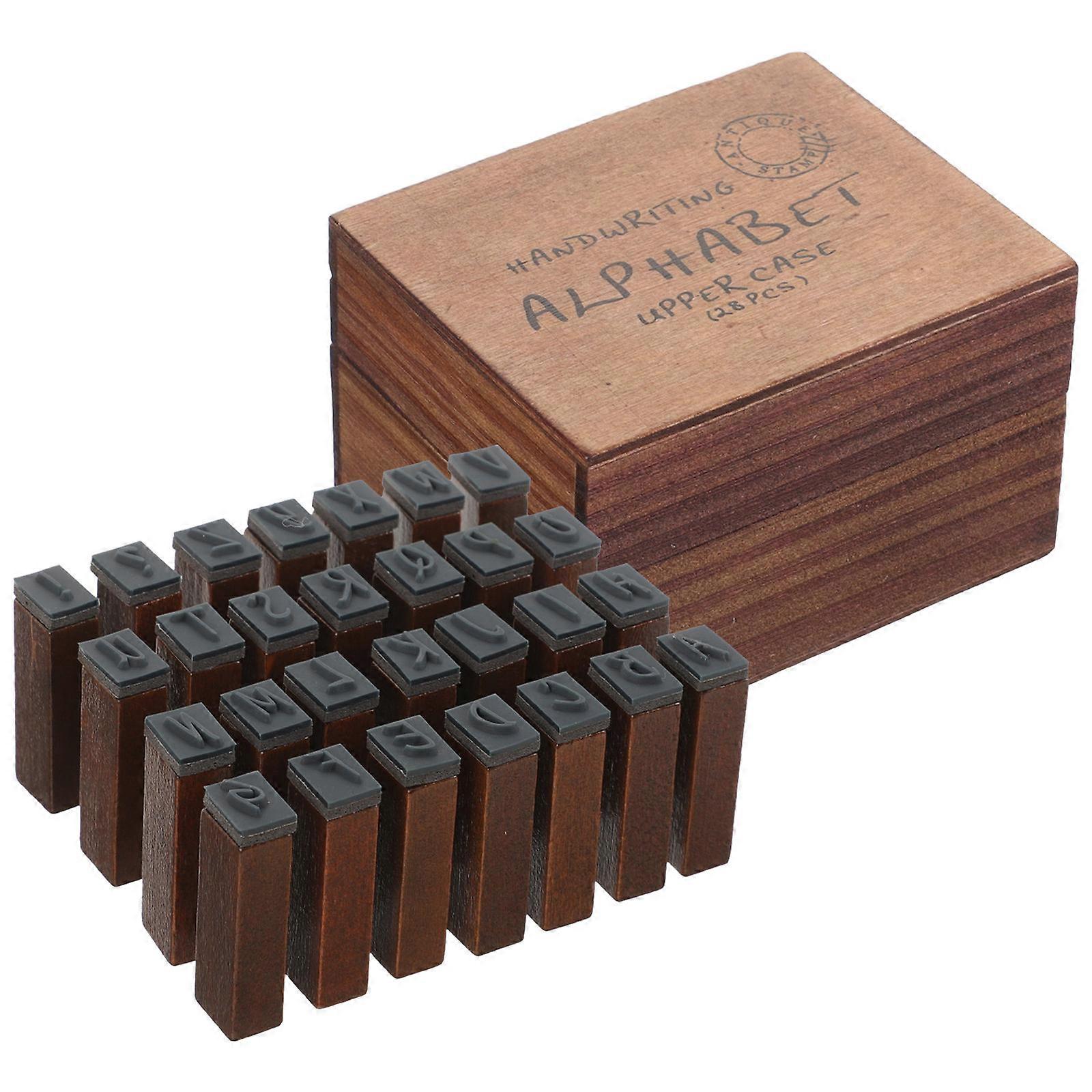 Rubber Stamp Journal Wooden Stamps for DIY Use 5Sets with Alphabet Design