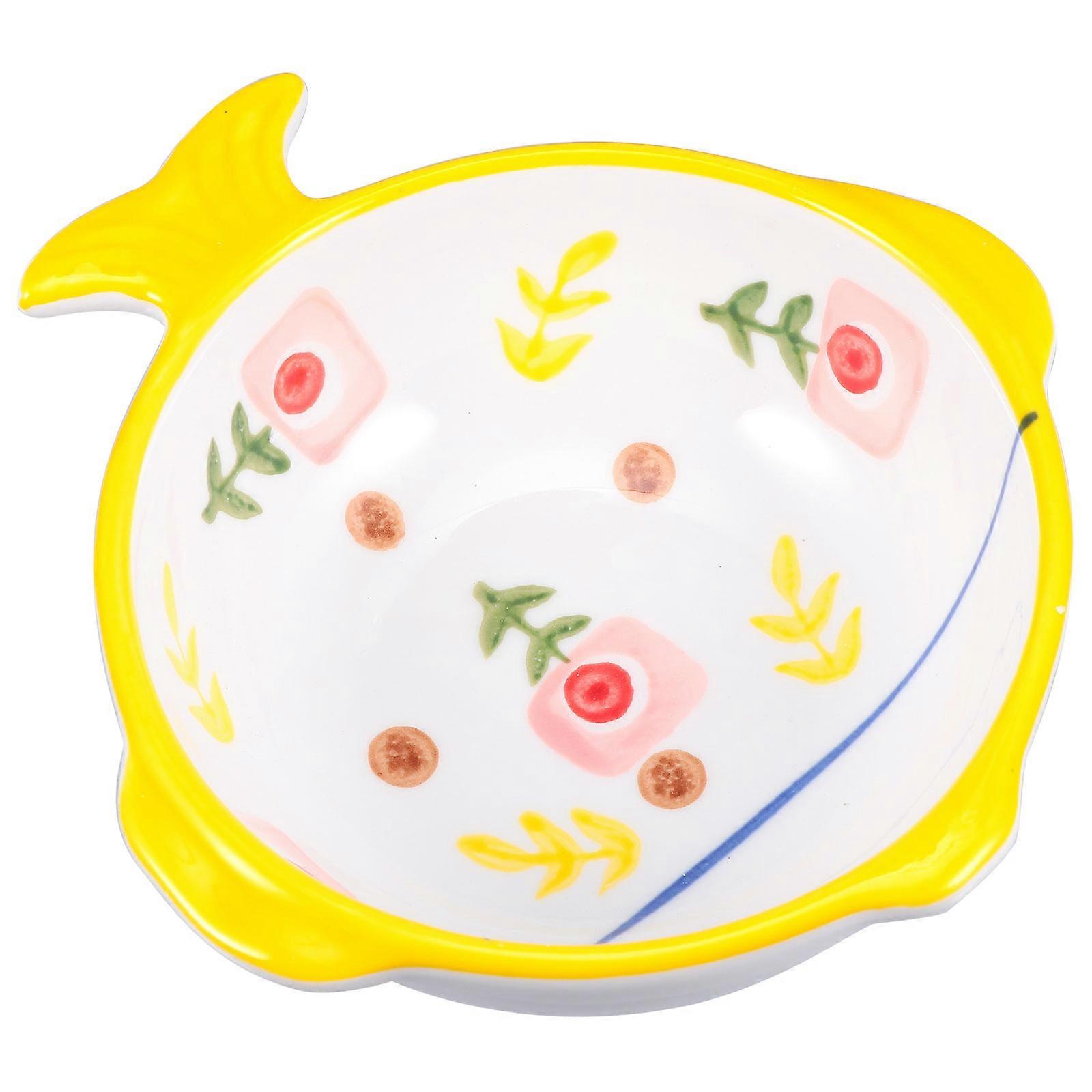 Creative Cat Drinking Bowl Ceramic Material Fish Shape Pet Feeder Ideal For Pet Cage Use 2Pcs