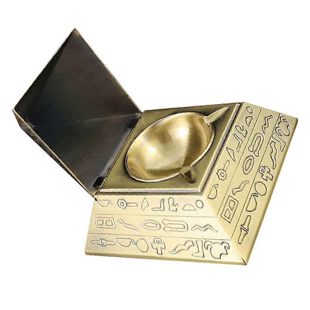 Ashtray Windproof Pyramid Shape Metal Ashtray with Lid 4Pcs for Decor