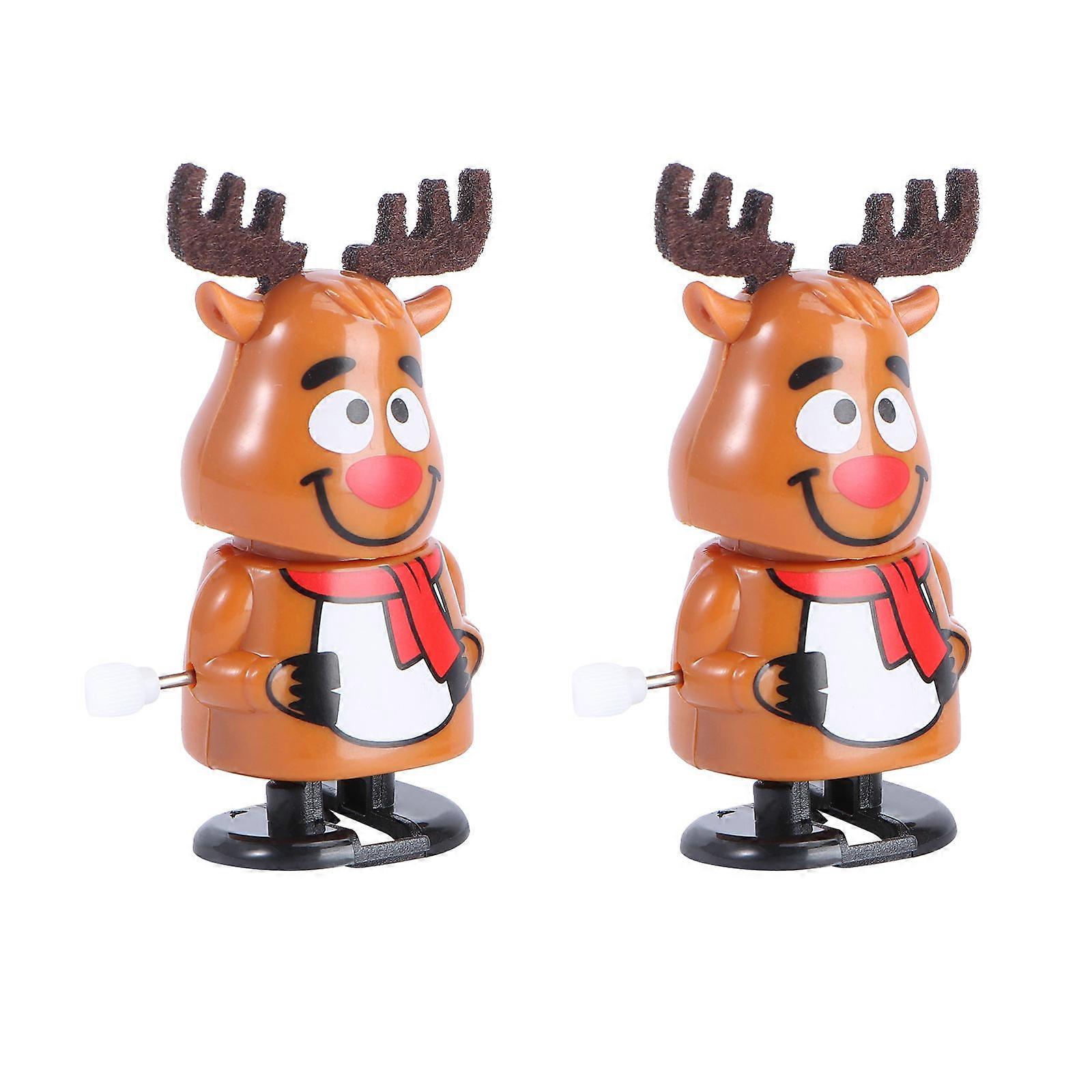 Clockwork Toy for Christmas Elk Model Walking Props for Kids 6Pcs Wind-Up