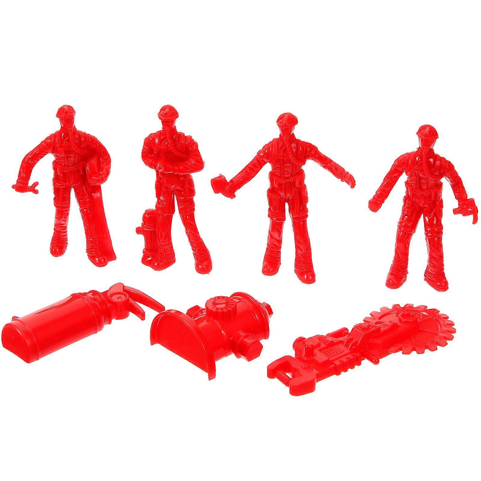 Sand Table Firemen Figure Realistic Fireman Toys for Decor 2Sets