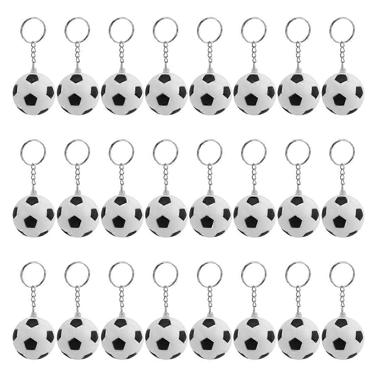 24 Pack White Soccer Keychains,Mini Soccer Stress Ball Keychains