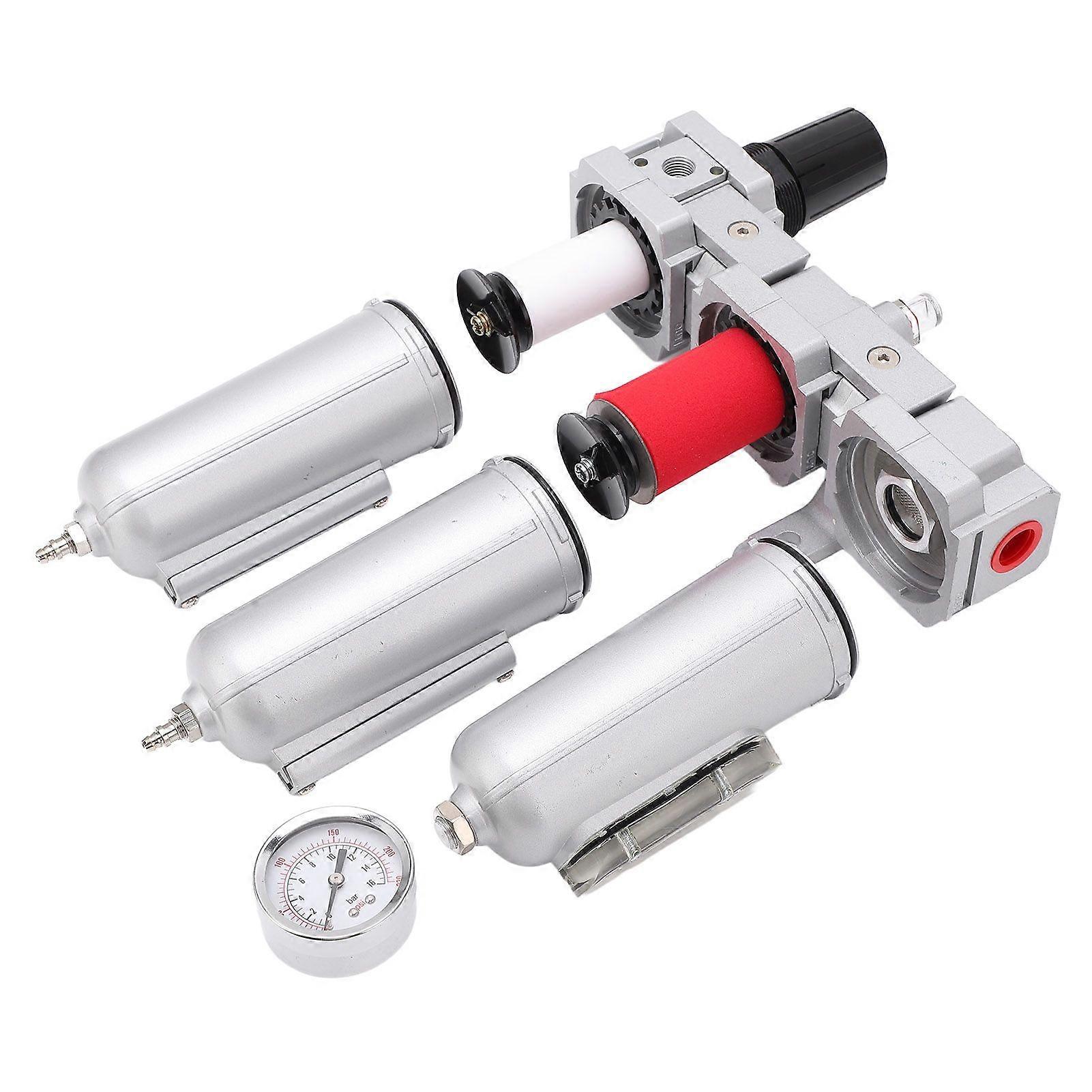 3 Stage Air Drying System Heavy Duty Aluminum Alloy Industrial Compressed Air Particulate Filter Dryer with Metal Bowl 3/4in NPT Automatic Drain