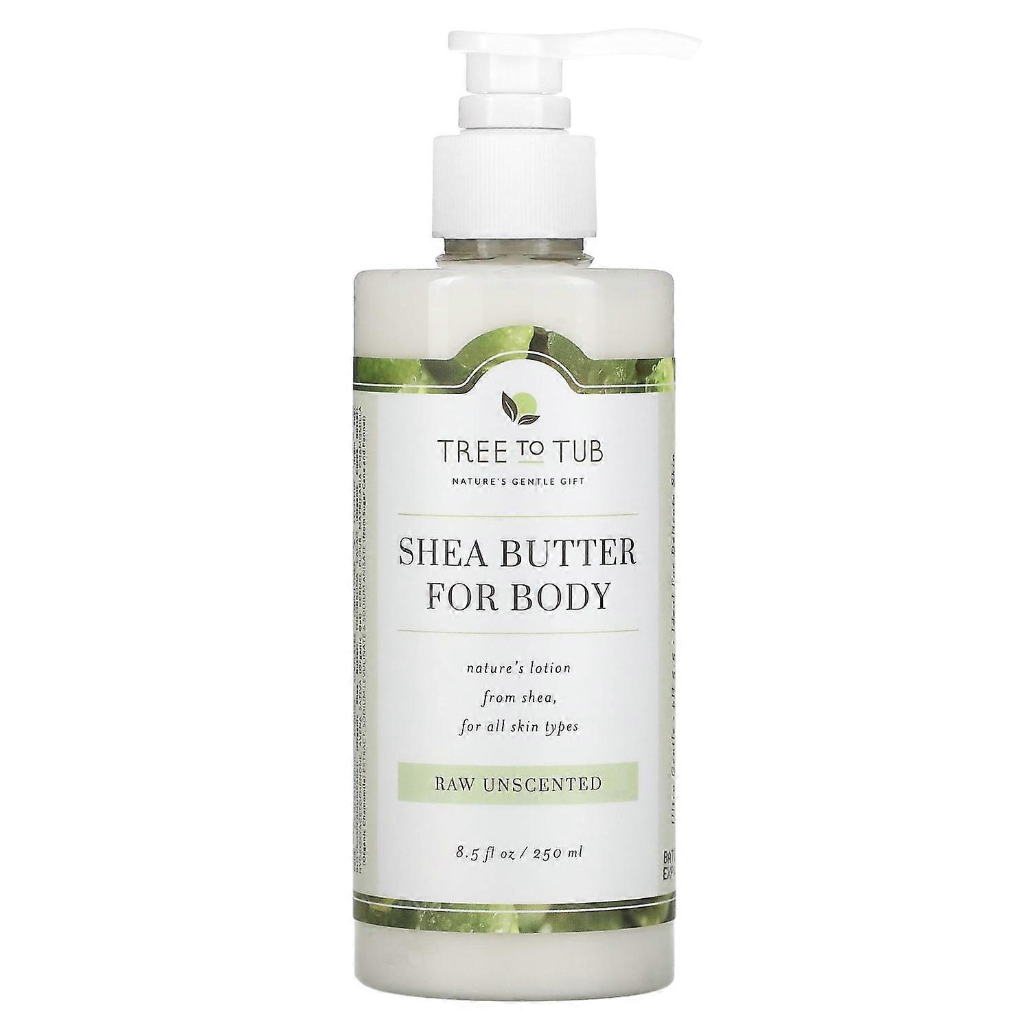 Tree To Tub, Shea Butter Moisturizing Body Lotion, Non-Greasy, Hydrating for Dry, Sensitive Skin, Unscented, 8.5 fl oz (250 ml)