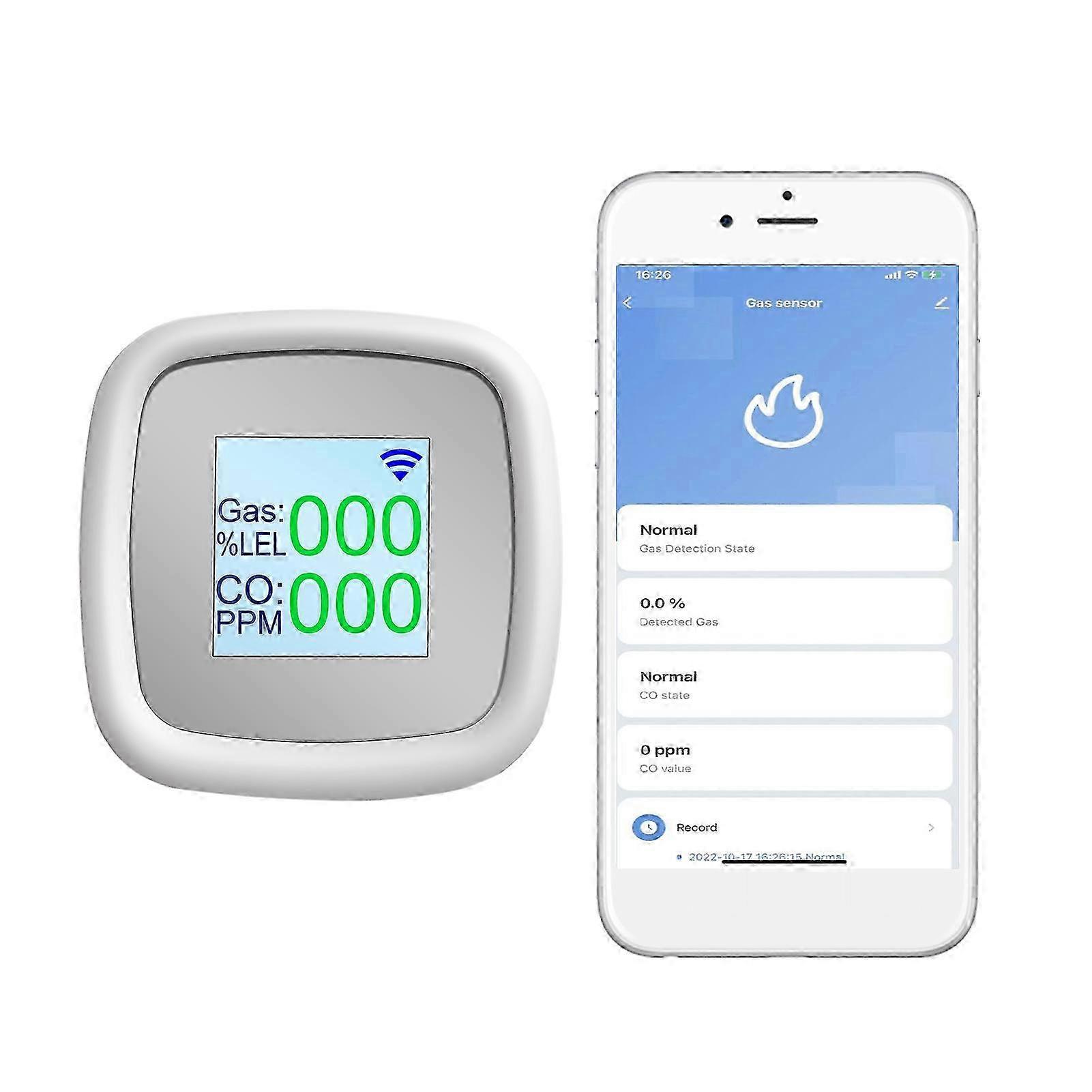 WIFI Combustible Gas Detector Gas Alarm Digital Combustible Gas Detection Instrument Gas Leak Tester Intelligent Air Quality Detector with Sound Alarm