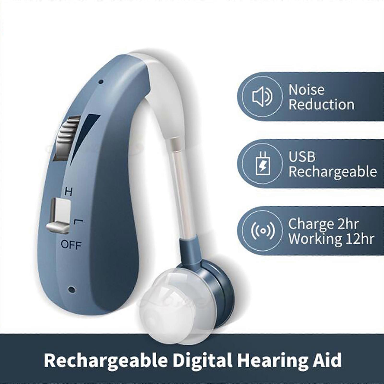Mini Rechargeable Hearing Device Ear Back Type Digital Ear Sound Amplifier with USB Recharging Cable