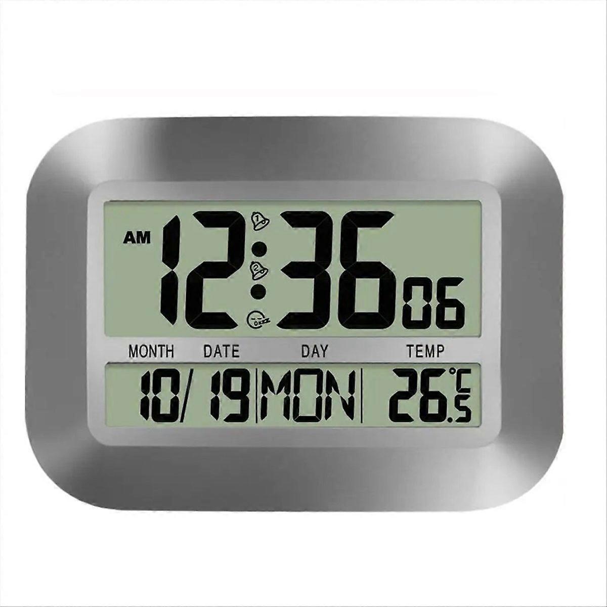 Alarm Clocks for Bedrooms Silent LED Clock for Tabletop Multi-Functional Alarm Clock with Date Tempe