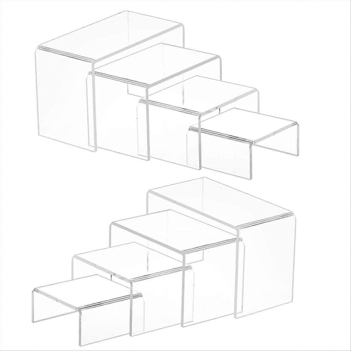 8 Pcs 2 Set Small Acrylic Risers, Thick Clear Acrylic Display Stand