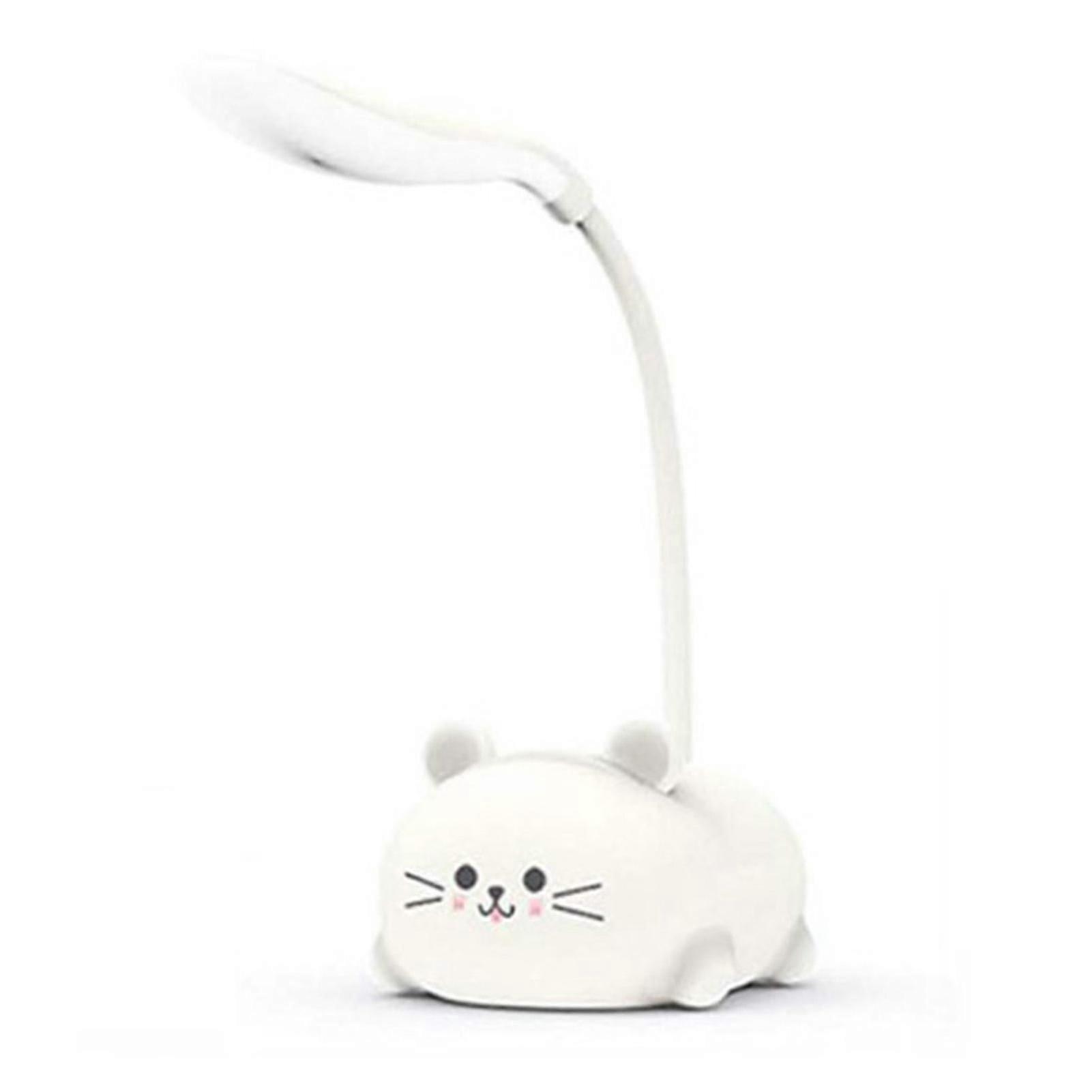 Led Table Lamp Cordless Cartoon Cat Design Reading Light With Flexible Neck Usb Rechargeable 9x7x18cm Solid Color