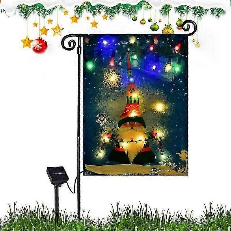Led Snowman Garden Flag Yard Double Sided Decorative Vertical Durable No Fade Solar Lighted For Patio