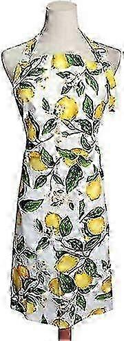 Thin Lemon Cotton Women's Cooking Apron with Adjustable Length and Pocketed 25-26S