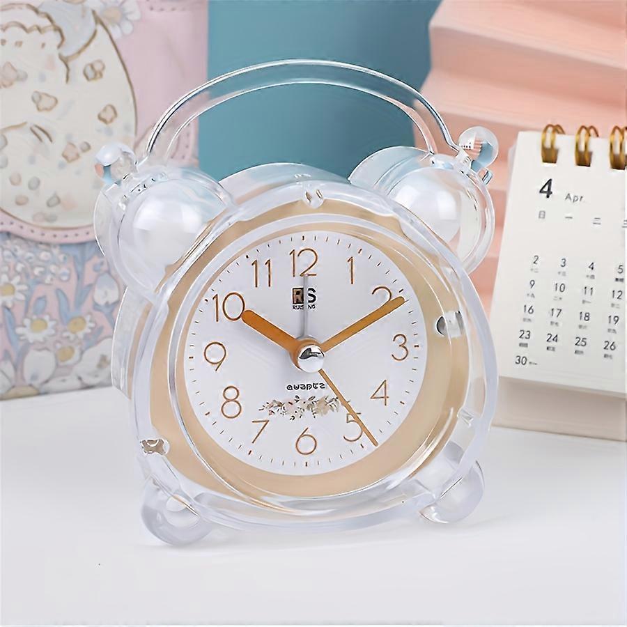 1pc Minimalist Fashion Crystal Alarm Clock - Transparent Bedside Night Light Timer, Analog Display, Beep Alarm Ideal Gift