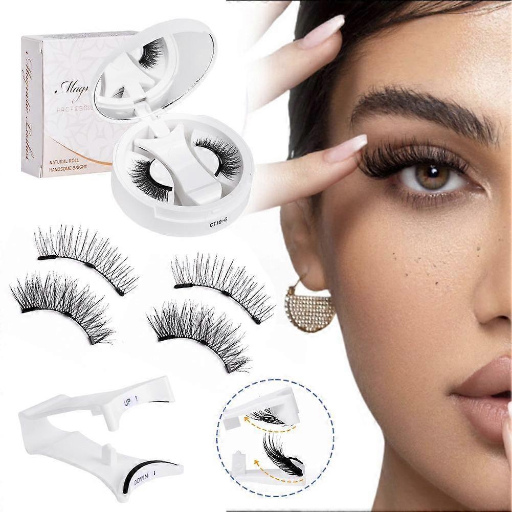 3D Magnetic False Eyelash Set Reusable Glue-Free Lashes with Natural Dense Look for Daily Party and Photography