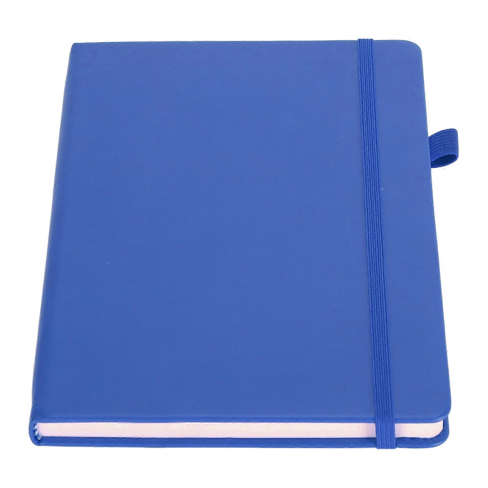 Cahier doublé A5 Portable en cuir PU Cahier à couverture rigide avec sangle élastique pour l’école de commerce Bleu