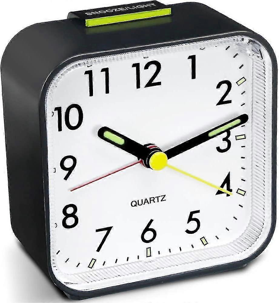 Silent Alarm Clock Battery Operated Non Ticking Bedside Clock Large Display Simple Bedroom Clock (black)