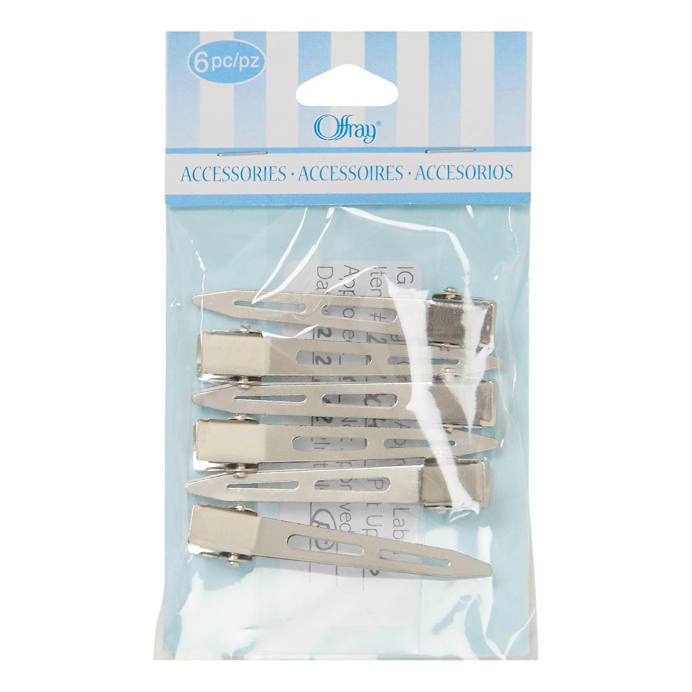 Offray Accessories Silver 2 1/4 Medium Metal Pointed Clip Pack, 6 Ea