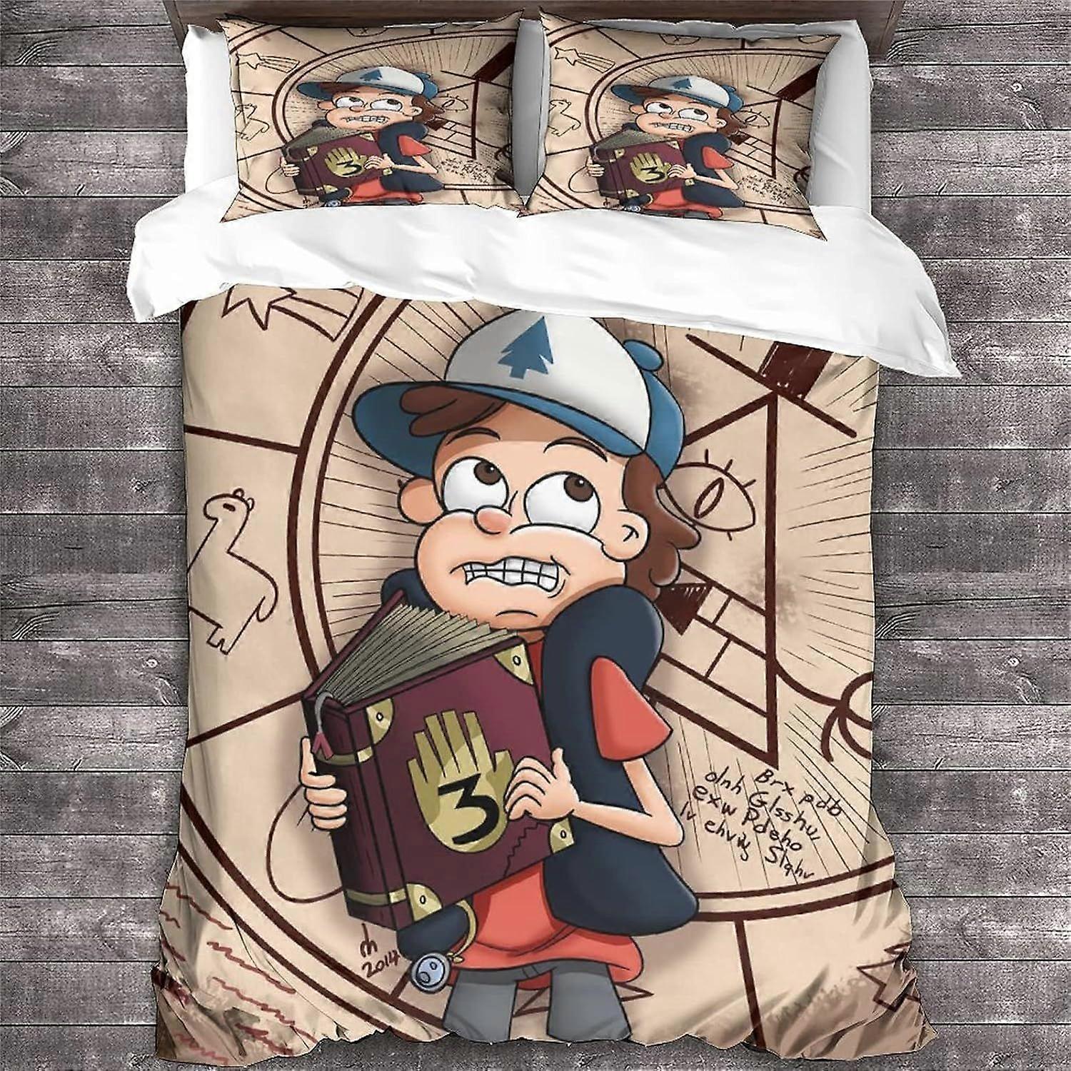 Gravidade Falls Duvet Capa 3D Animação Impresso Colcha de Cama Disney Capa Edredom com Zíper Fechamento Soft Microfiber King