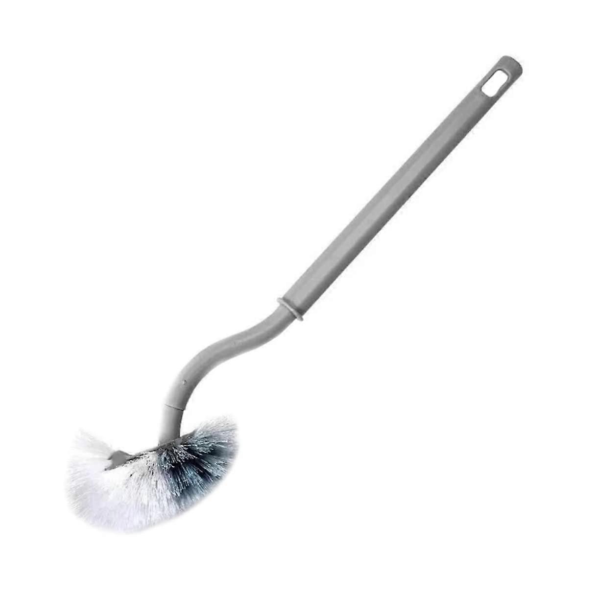 2 Pack Toilet Brush Set with Curved Handles and AntiDrip Base for Deep Bathroom Cleaning Grey
