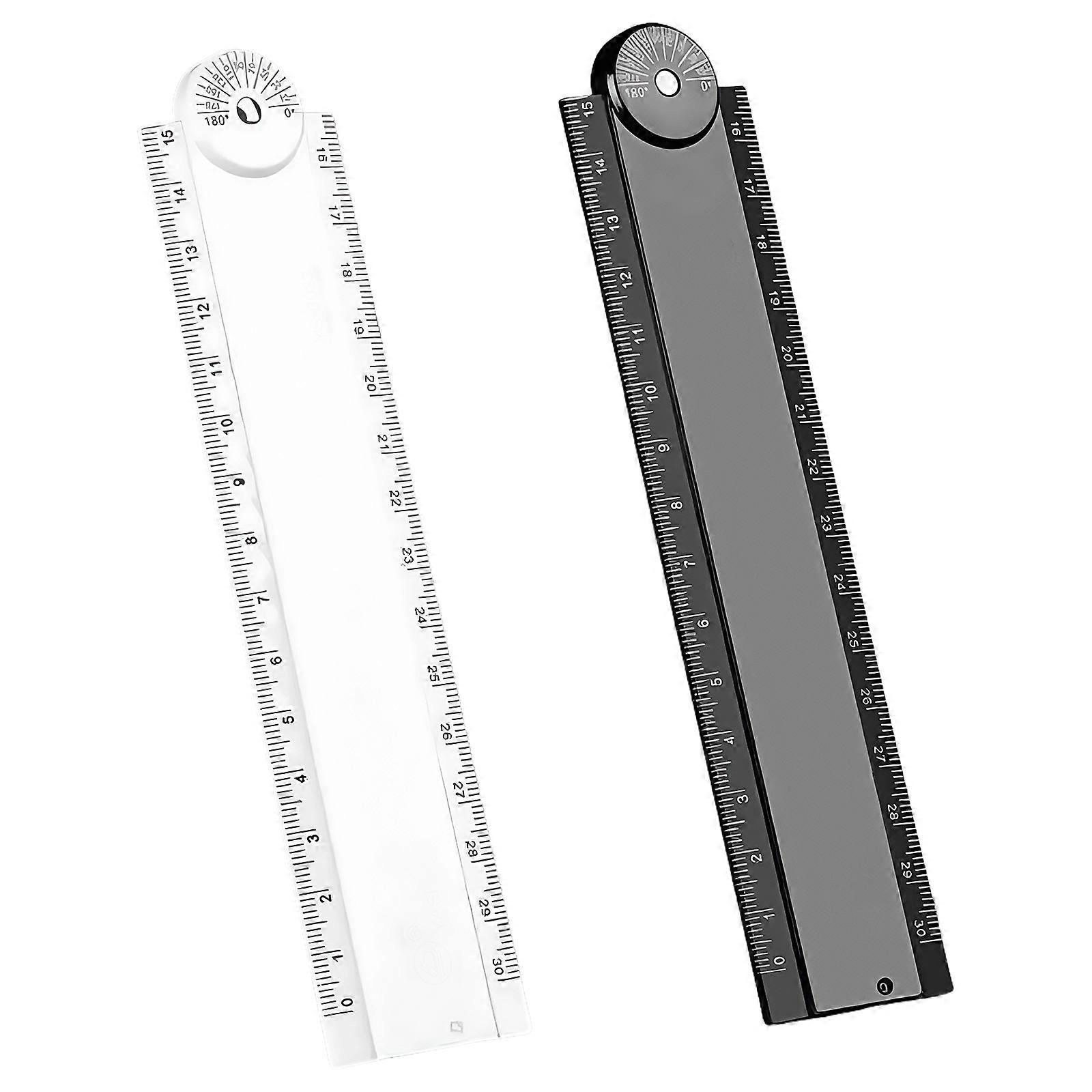 2Pcs Multifunctional Plastic Folding Ruler Geometric Drawing Measuring Tool For Students Architects Engineering Drafting Multicolor