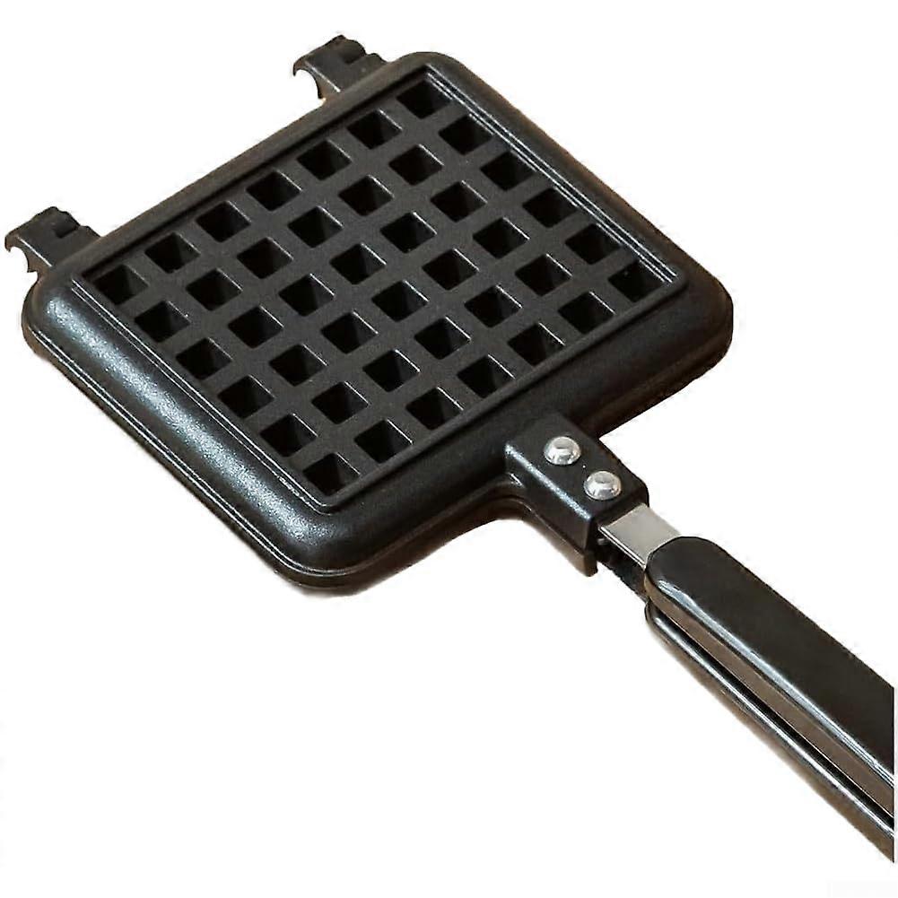 Heart Shape Waffle Maker for Stovetop Use with Iron Plate and Alloy Handle, Floral Pattern