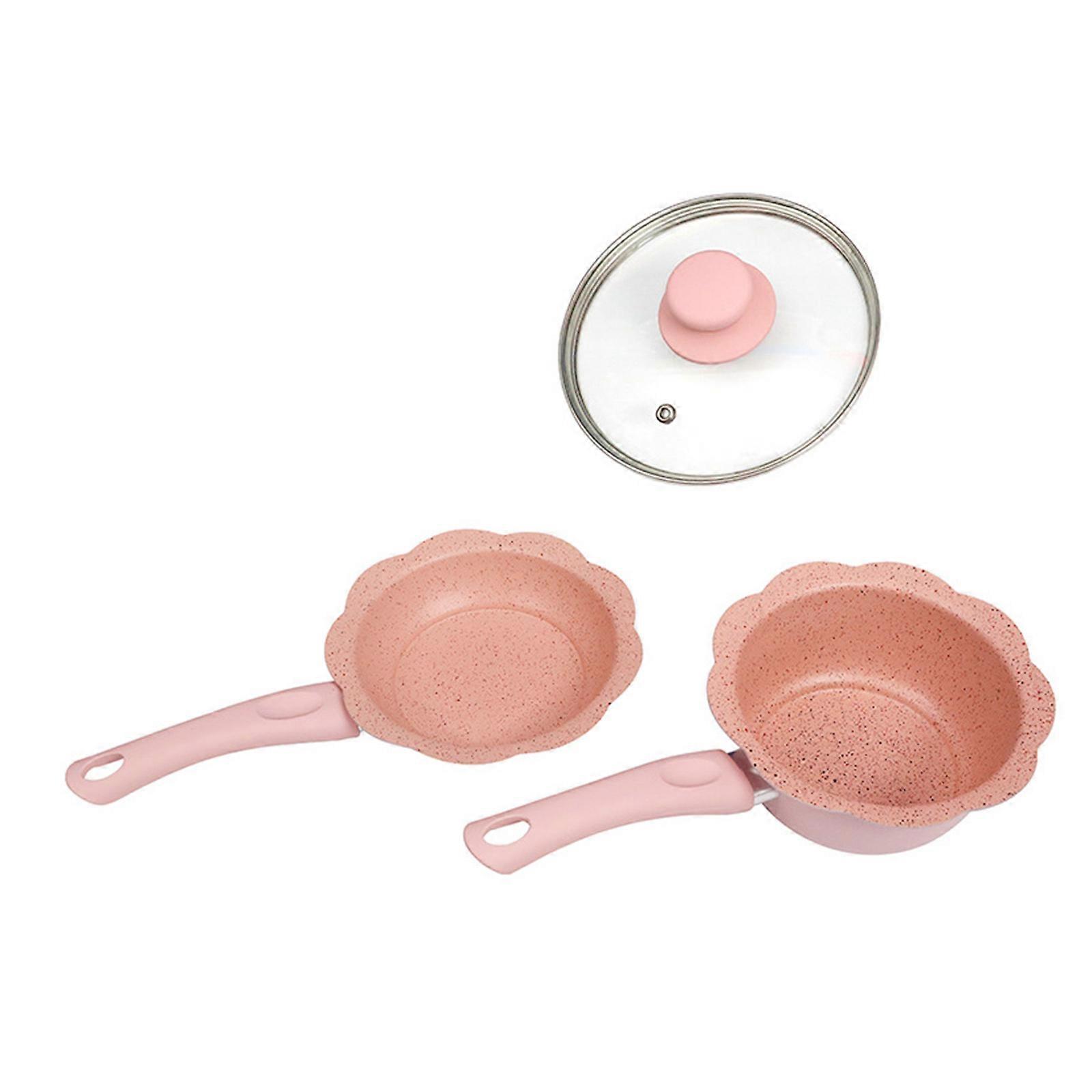 Convenient Soup Pots Nonstick Frying Pans Stewpan Multifunctional Cookware Space Saving Milk Pans with Glass Lid Multicolor