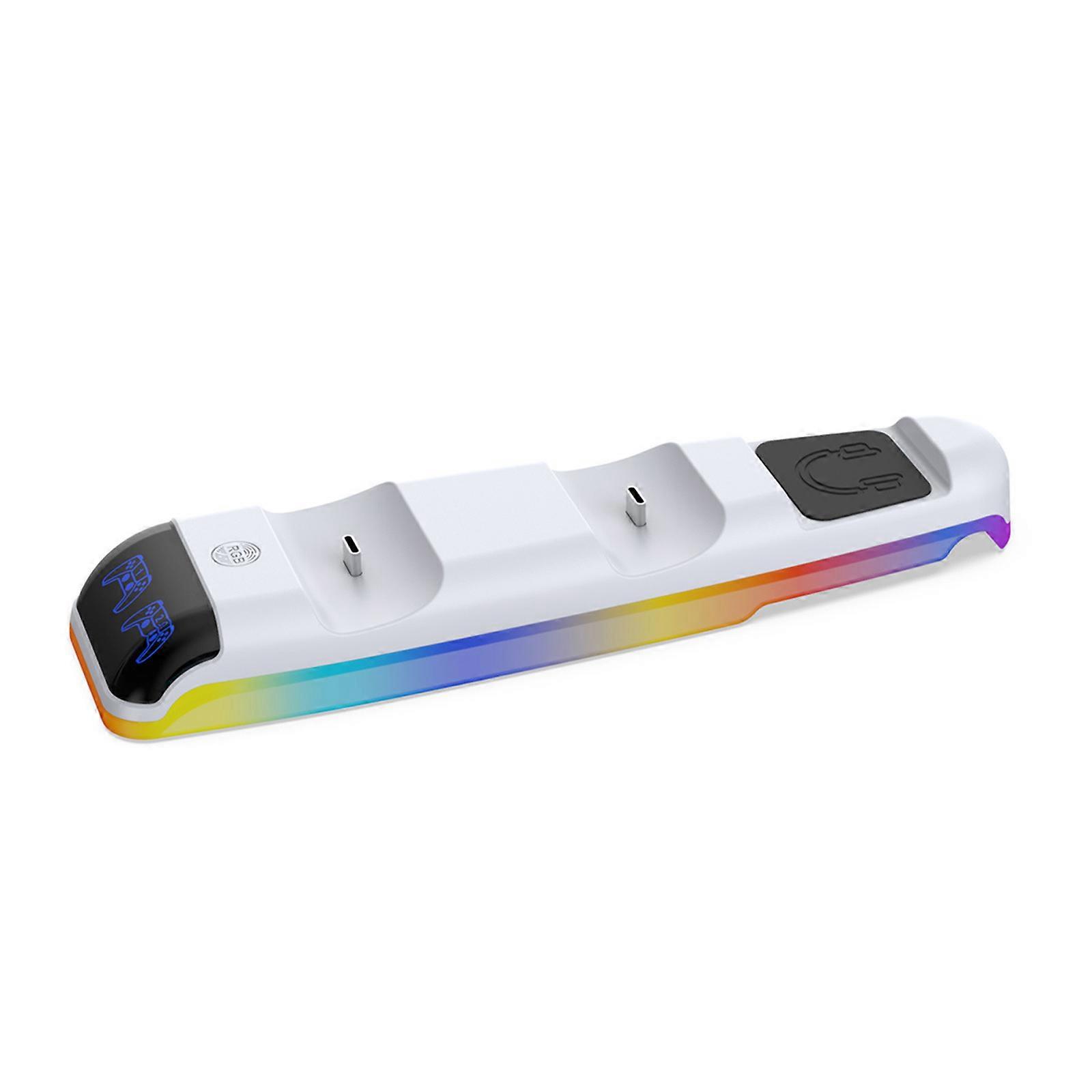 Double Slots Charging Dock Base Accessories For Slim Handle Joystick Gamepad Controllers, Wireless Twin Charger Station  White