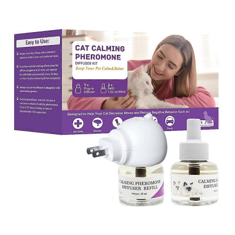 Cat Pheromones Calming Diffuser Cat Pheromone Plug-In Relaxants Start Kit 30-Day Refill Calming Spray For Calm Relaxing
