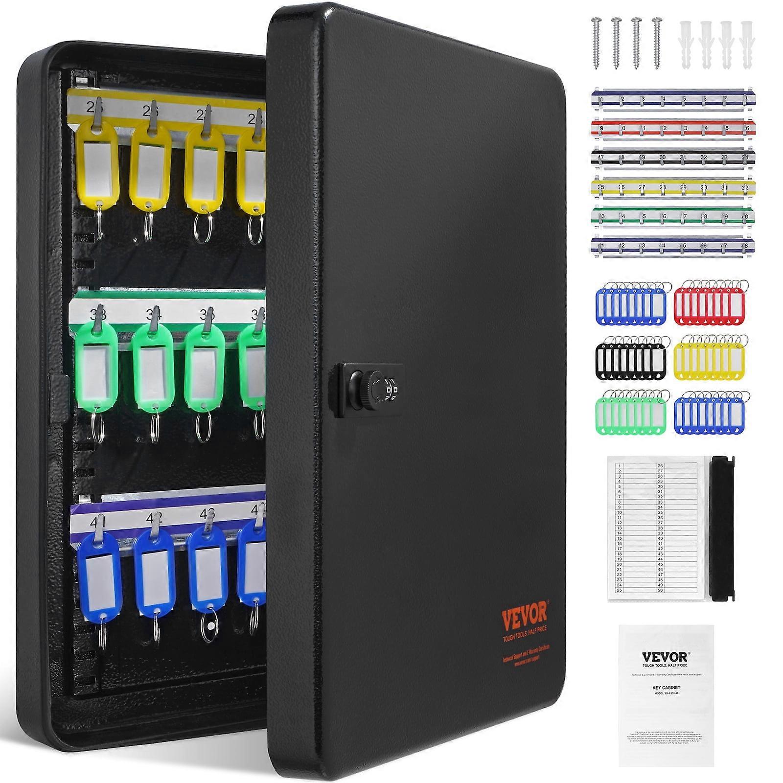 BENTISM 48-Key Cabinet Key Safe with Combination Lock & Keys Adjustable Racks