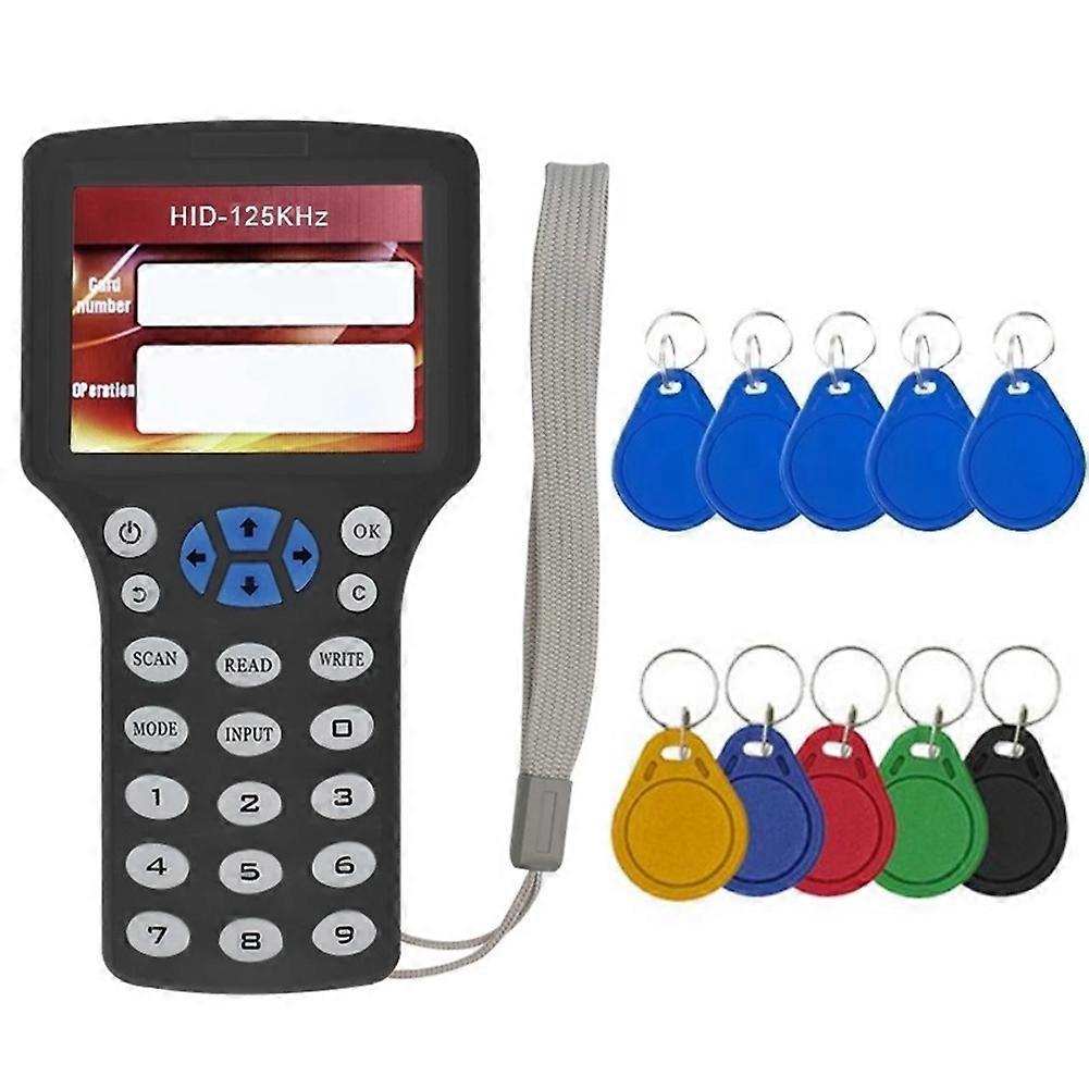 10 Frequency RFID NFC Smart Card Reader Writer Duplicator+5XCUID/UID Keychain 125K 13.56MHz RFID Copier Key Replicator