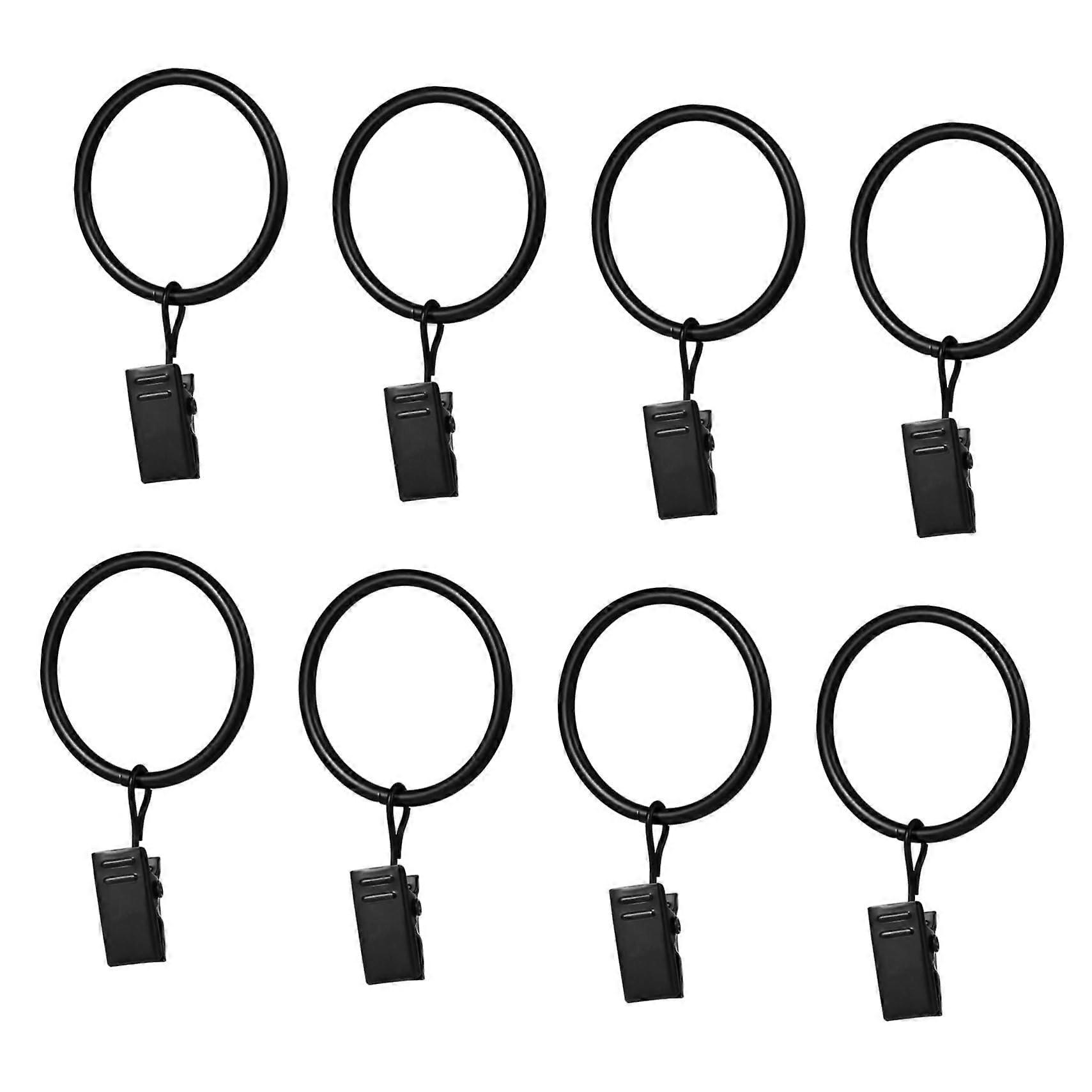 Curtain Rod Rings with Clips Set of 50 for Shower Curtains and Drapery Hooks Bath Use