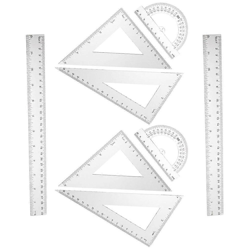Transparent Protractor Set Professional Drafting Tools For Engineering Students Measurement Triangular 2 Sets