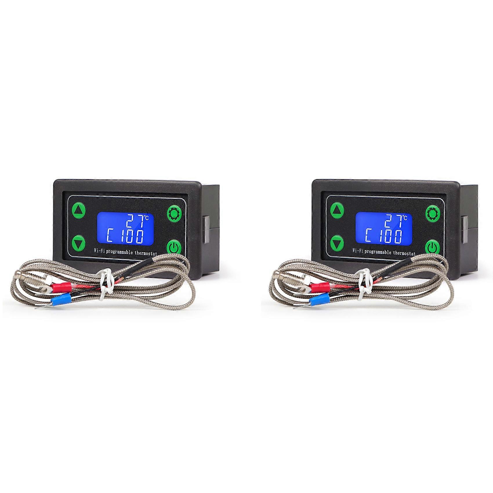 2X Tuya WIFI High Temperature Controller Digital Programmable Thermostat K-Type Thermocouple -99-999 Degrees ZFX-TW01