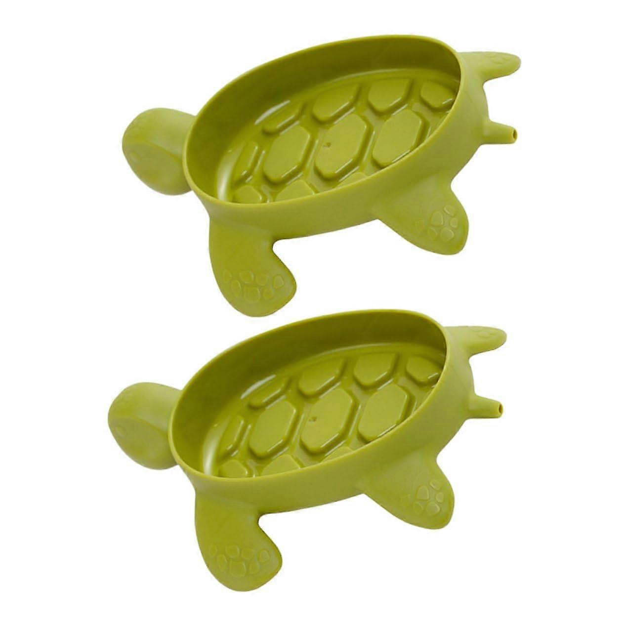 2 Pack Turtle Shaped Self Draining Soap Dish for Bathroom and Kitchen Sink Non Slip Easy Clean Tray