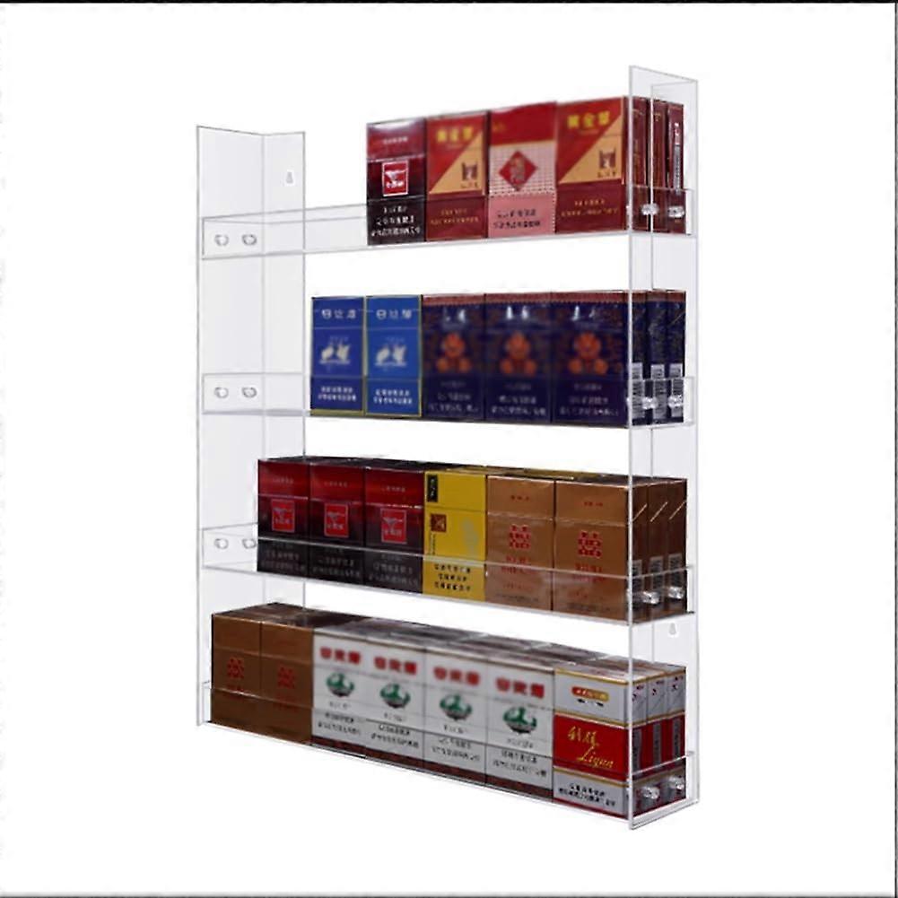 Cigarette Display Rack with Dual Shelf Widths, Clear Acrylic Wall Mounted and Countertop Organizer