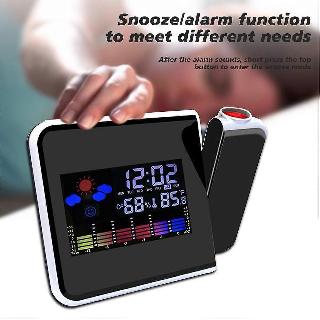 LED Digital Projection Alarm Clock Temperature Thermometer Desk Time Date Display Projector Calendar Table Led Clock C