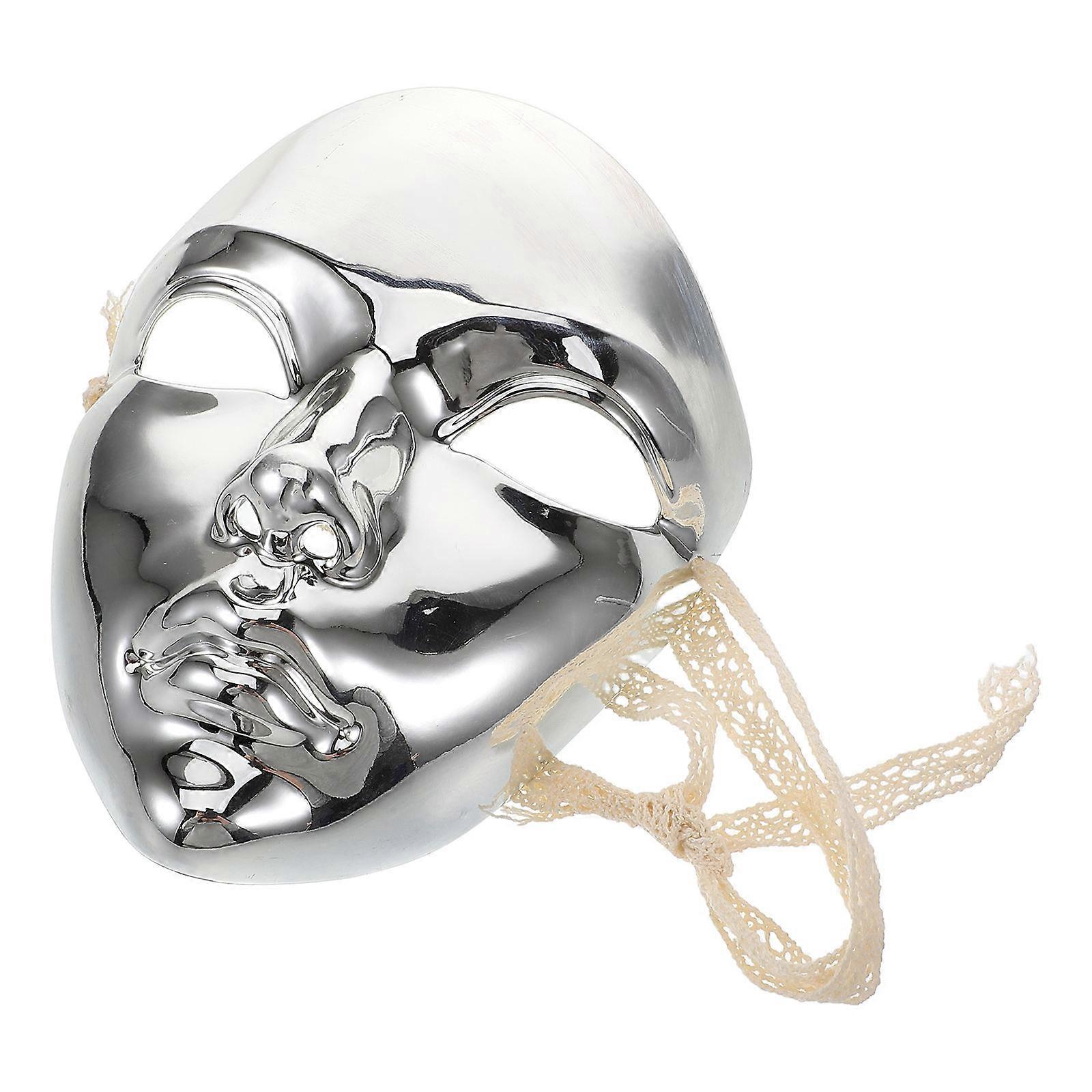 Retro Masquerade Mask Unique Cosplay Prop For Stage Performances Silver 1Set