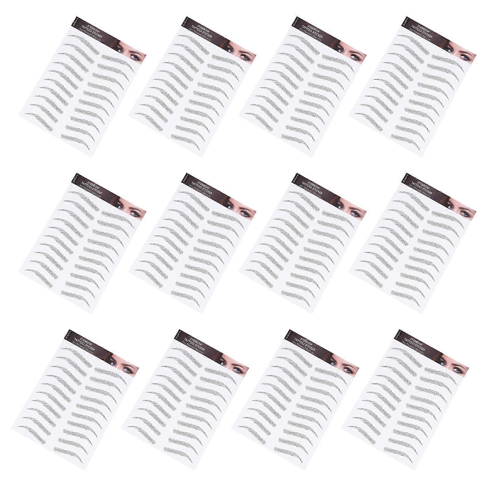 Waterproof Eyebrow Stickers for Full Brows 12 Sheets Included