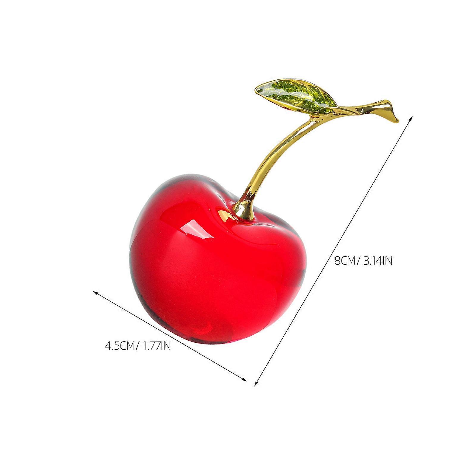 Red Crystal Cherry Decor for Desktop Decoration Crafted with White Crystal