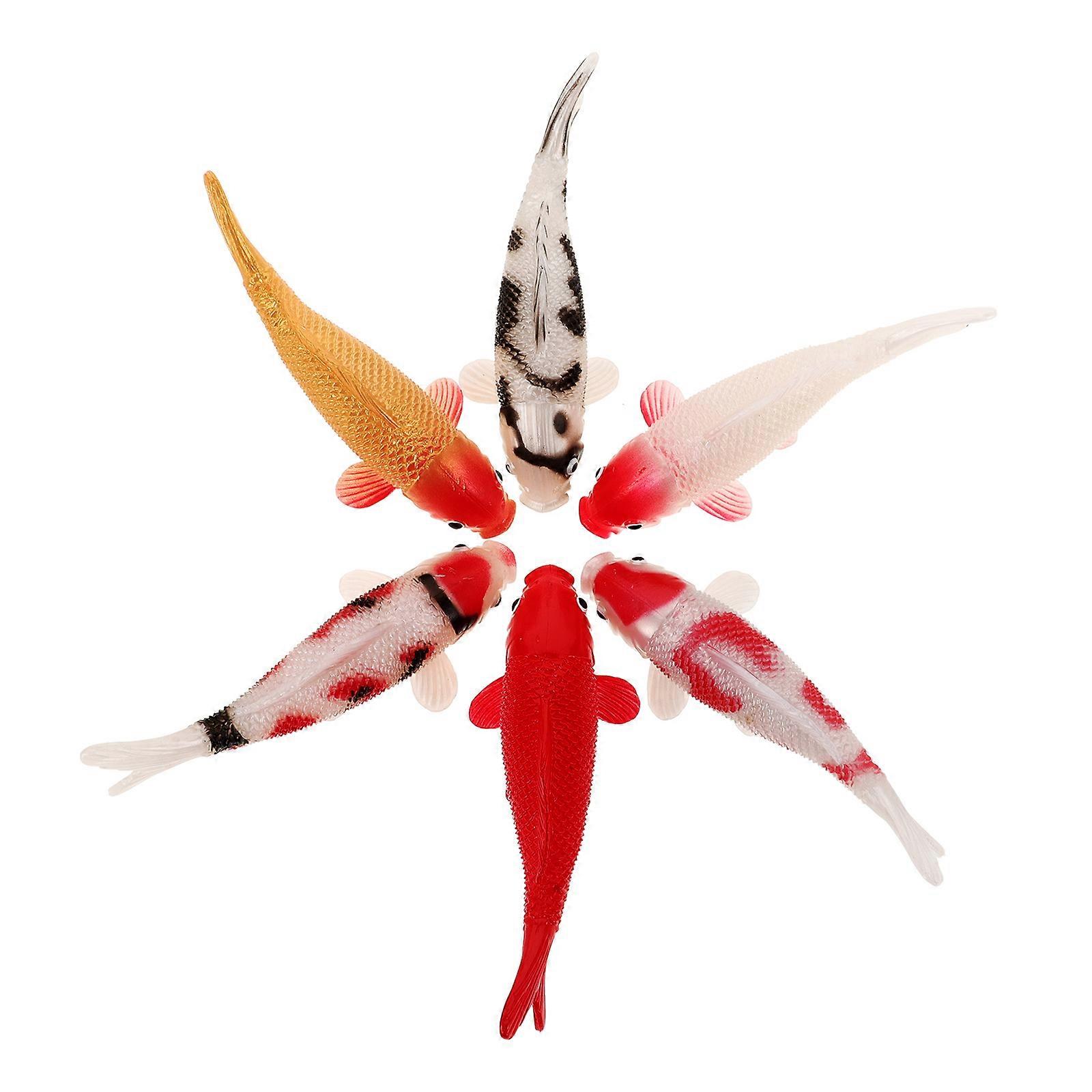 Artificial Fancy Carp Fish Model for Aquarium Decoration 6Pcs Set