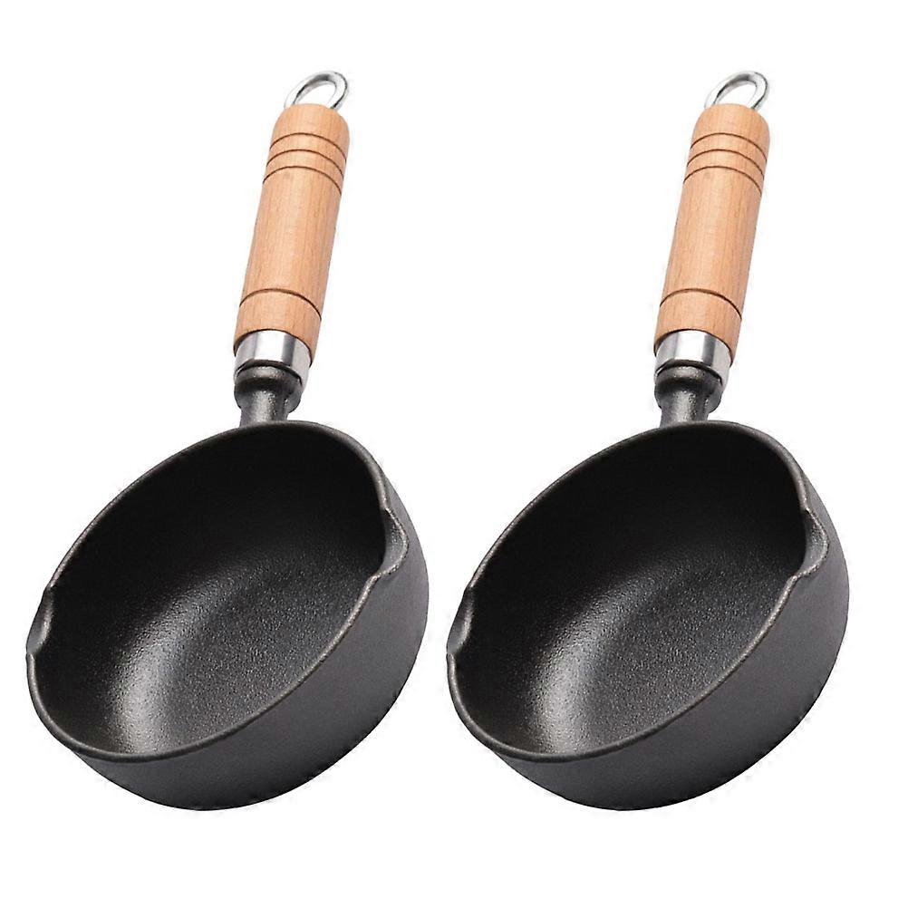 Cast Iron Mini Pan for Oil Heating 2Pcs Small Skillet for Cooking