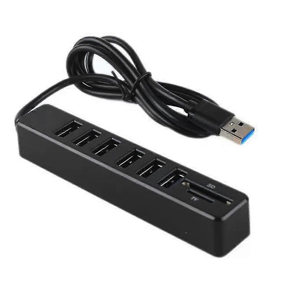 USB 2.0 HUB Cable Splitter Converter USB Disk TF SD Card Integrated Reader Extend Adapter Data Transfer 6 Ports